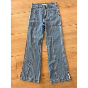 Madewell High Rise Wide Leg Seamed Jeans Light Wash Size 27 Side Slit Denim